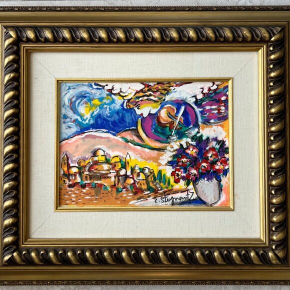 Zami Steynovitz, Angel Above Village, Framed Serigraph - Picture 2 of 2